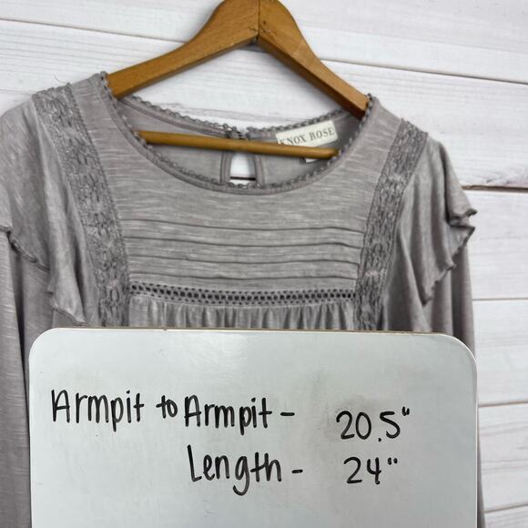 Knox‎ Rose Crochet Trim Long Sleeve Peasant Top Size Small - Picture 7 of 7